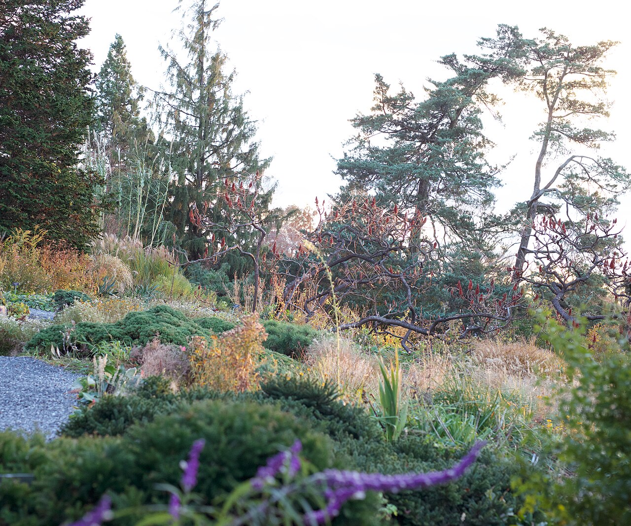 Gardens and Hudson River views at Wave Hill public garden in Riverdale, the Bronx