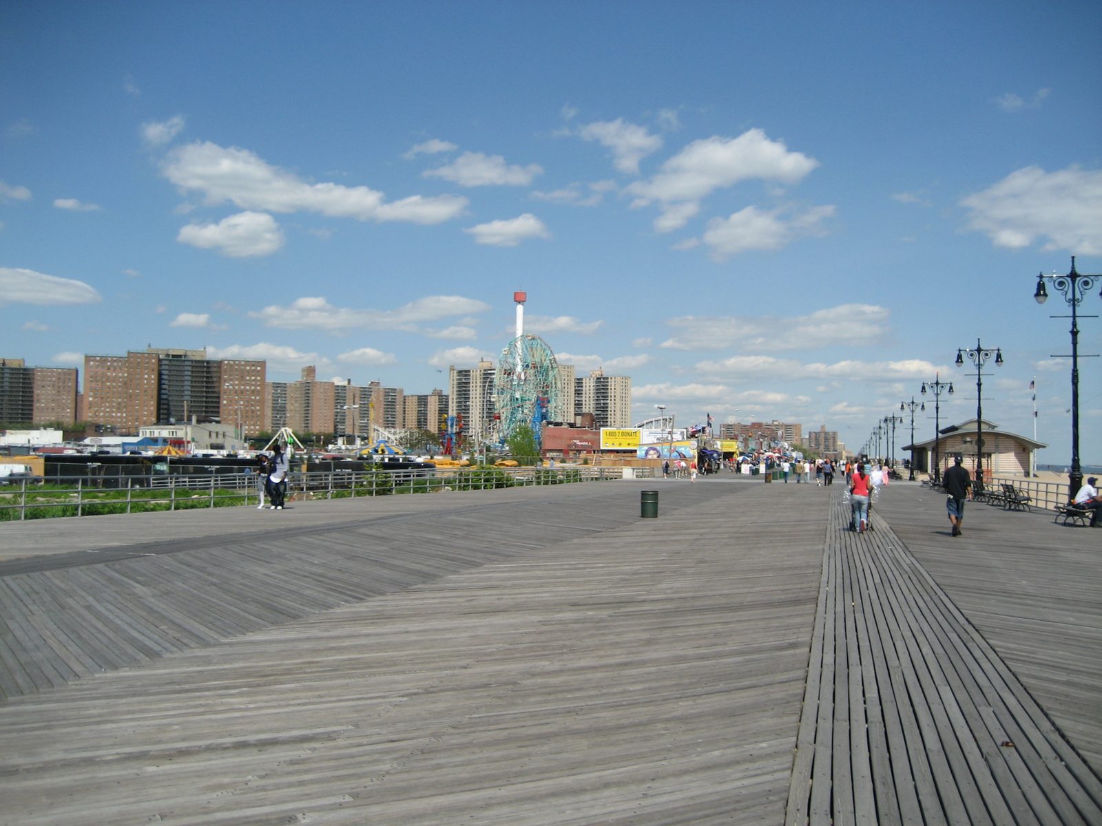 The Coney Island boardwalk in Brooklyn on a clear day