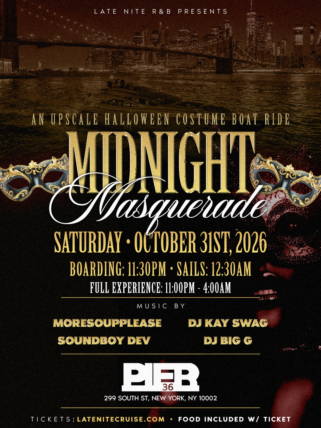 Late Nite R&B Presents The Midnight Halloween Masquerade — Nightlife event at Pier 36, Manhattan